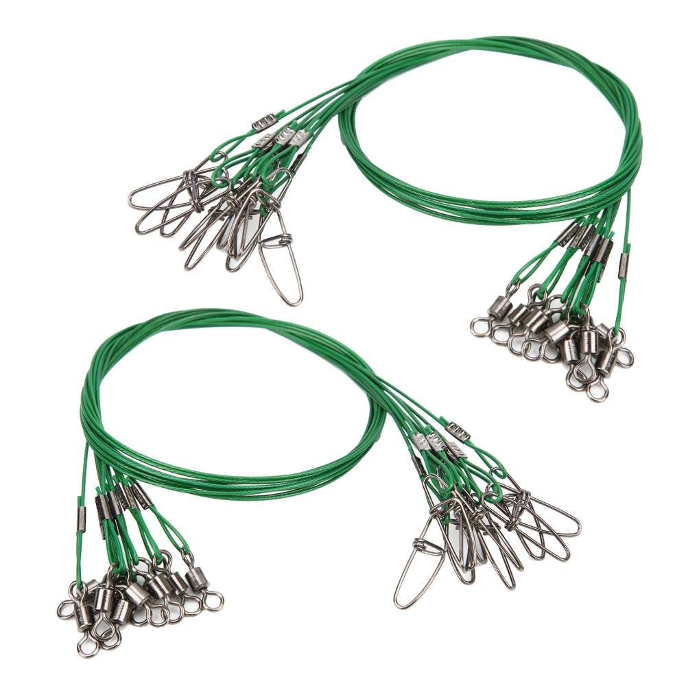 Fishing Wire Line Leash Anti Bite Steel Fishing Line Steel Wire Leader with Rolling SwivelGreen