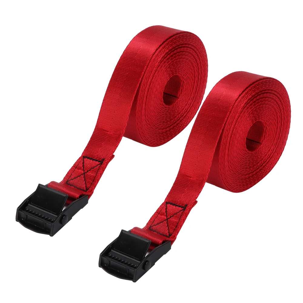 2pcs Tie Down Strap Black Zinc Alloy Press Buckle Bandage 25mm Binding Red Wine Rope3 Meter