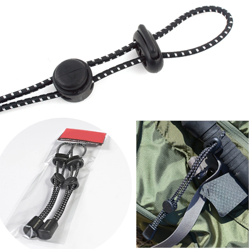 2PCS Elastic Rope Buckle Backpack Hiking Stick Holder Fixing Buckle Elastic Lanyard