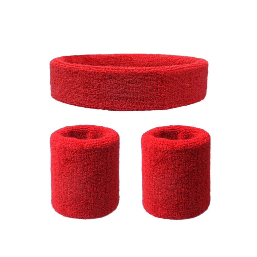 1Pcs Head Band and 2Pcs Wristbands Elastic Anti Slip Sweatband Wrist Support Band for Sport Run Football Tennis