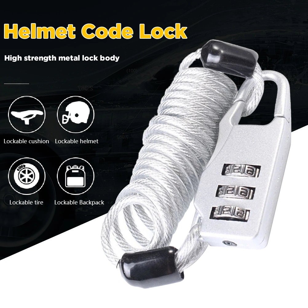 Portable Bike 3 Digit Combination Spring Cable Lock Anti Theft Resettable Bike Cable Lock for Travel Luggage Helmet