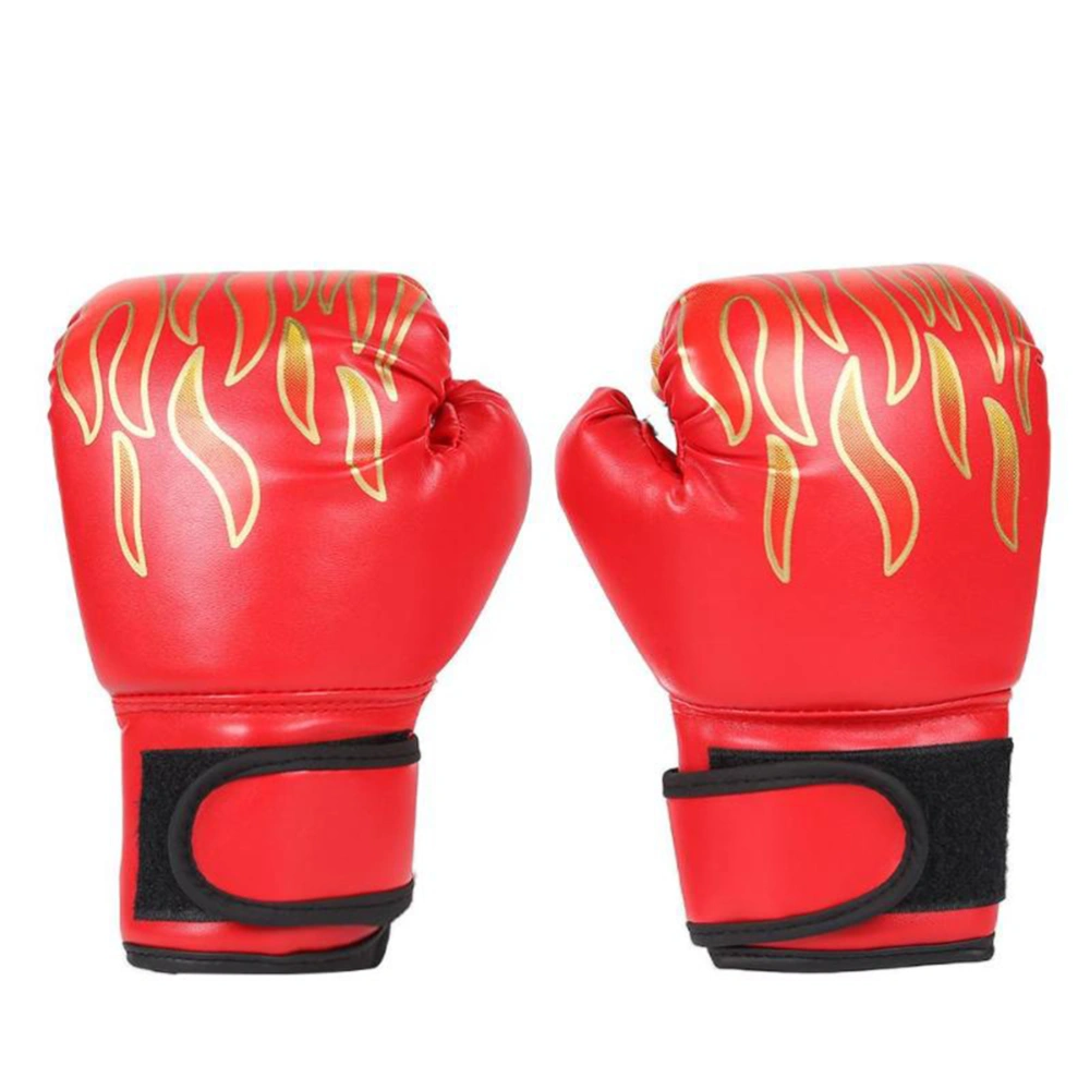 1 Pair Kids Children Boxing Gloves Adjustable Professional Mesh Breathable PU Leather Flame Gloves Boxing Training Gloves