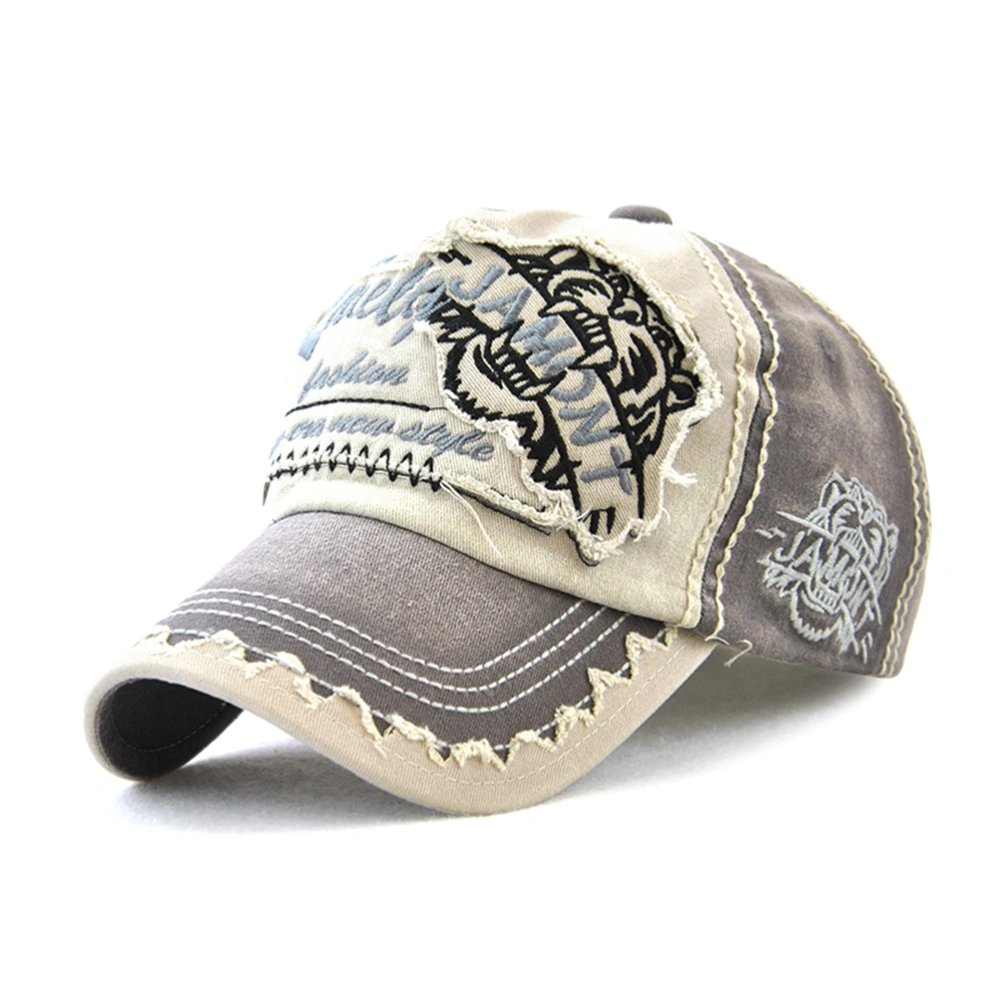 Embroidered Hat Adjustable Soft Breathable Cotton Animal Pattern Baseball Hat for Men Women Gray