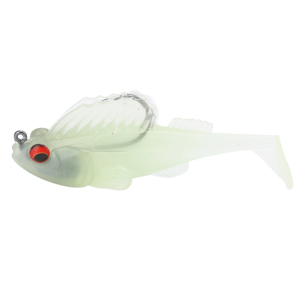 Deep Running Soft Bait Jumping Paddle Tail 75mm/13g Anti‑Hanging Bottom Fake Soft BaitTransparent Cyan