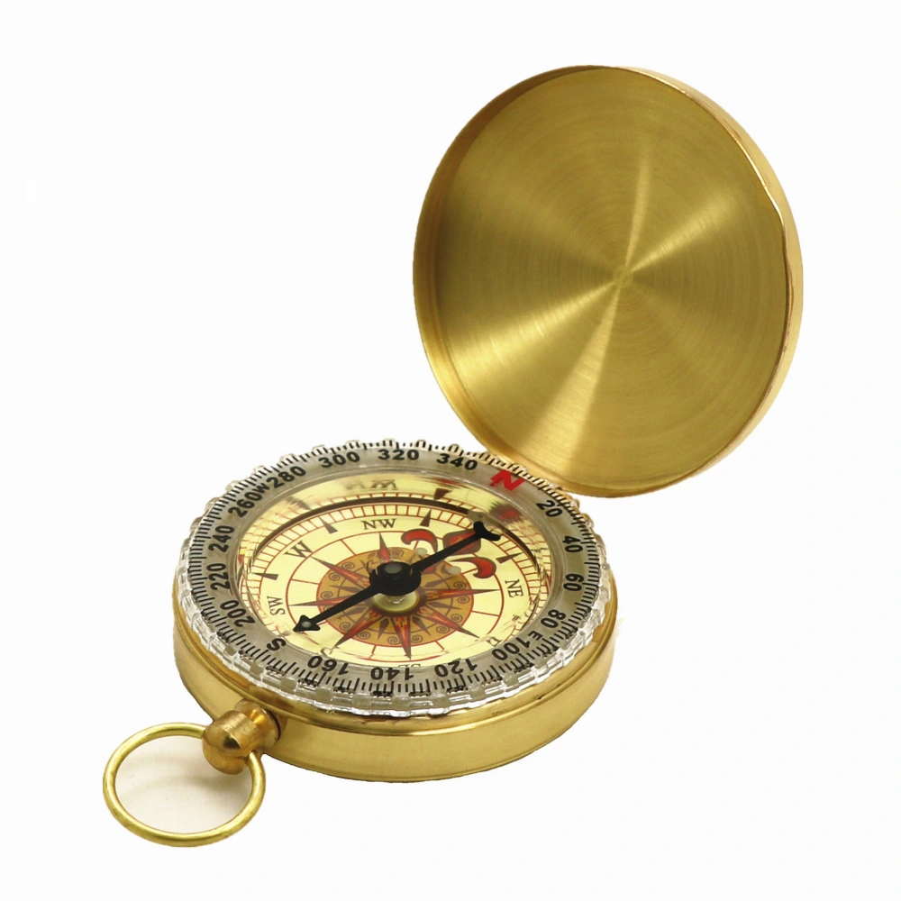 Vintage Retro Compass Metal Copper Flip Cover Compass Pocket Watch Compass for Outdoor Camping Hiking Boating