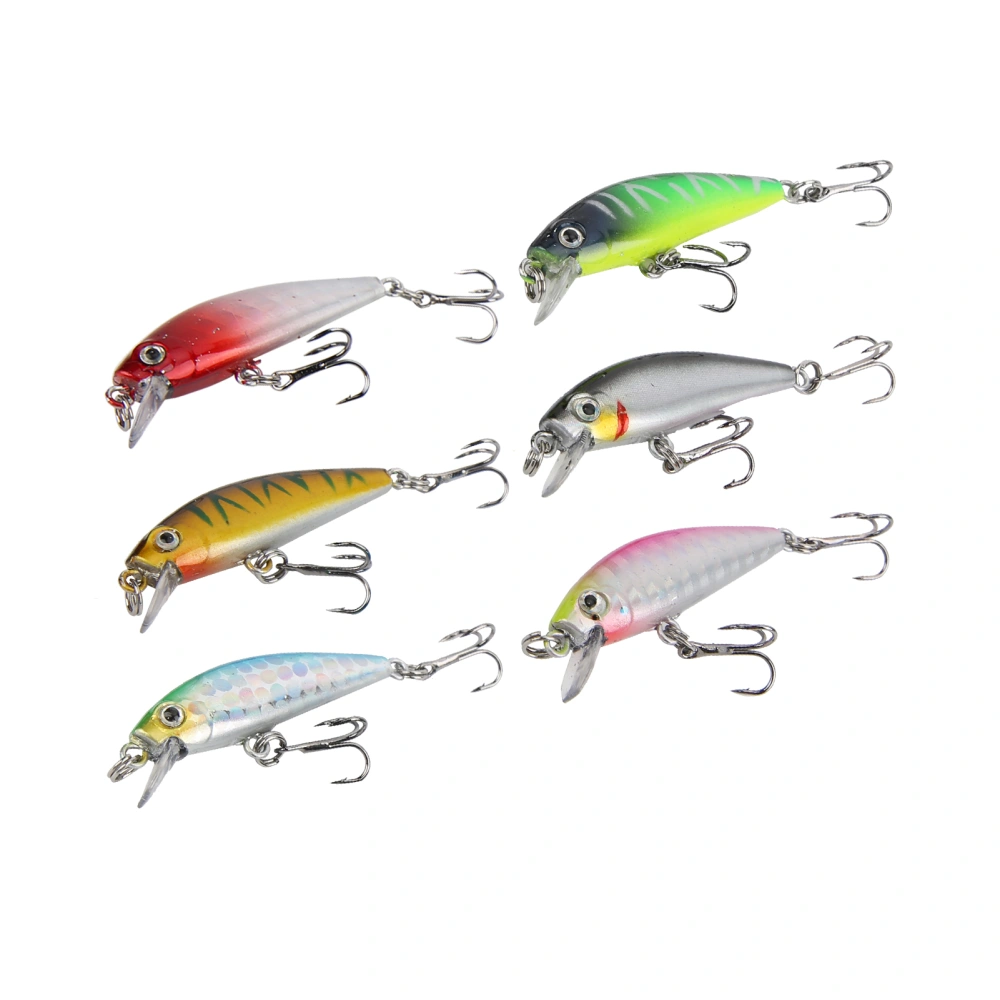 6pcs Fishing Lures Hard Bait Bass Crankbait 3D Fishing Eyes Minnow Lures with Treble Hook