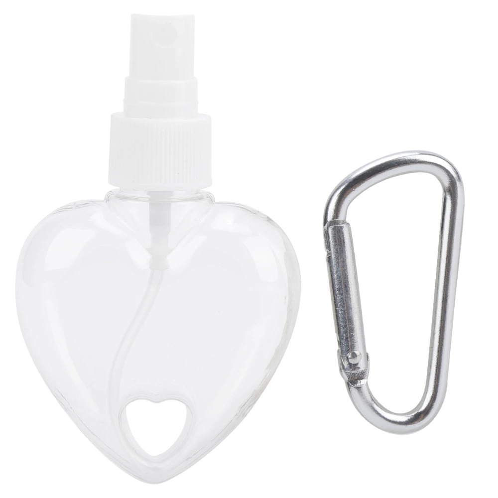 Travel Empty Spray Bottle with Keychain 50ml Transparent Heart Shape Plastic Containers(Buse de pulvérisation blanche )