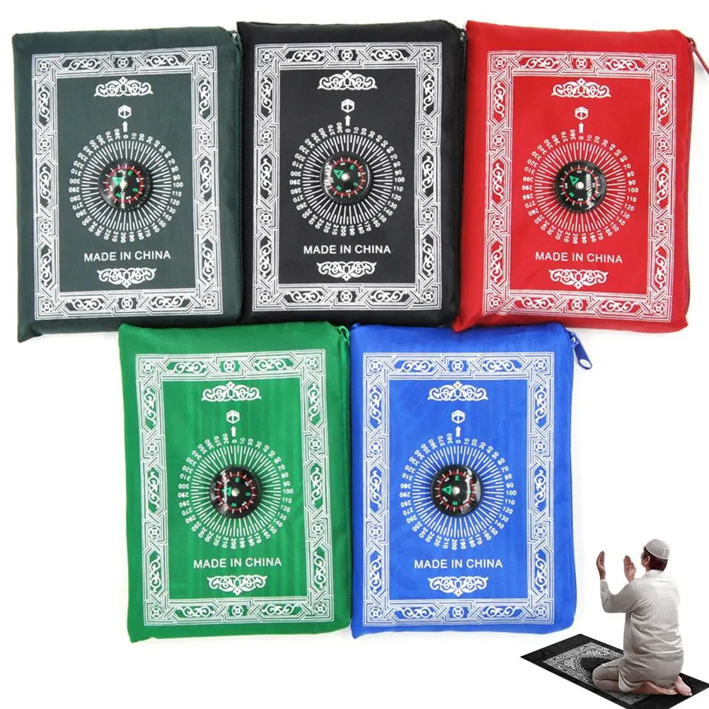 Muslim Prayer Mat Portable Eid Mubarak Travel Prayer Mat Muslim Prayer Mat with Compass