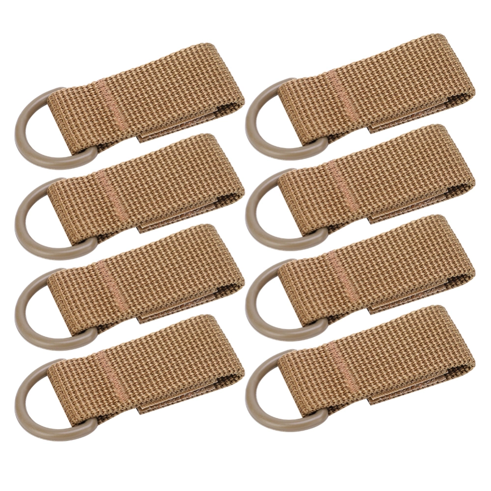 8pcs Outdoor Nylon Webbing Buckle Backpack Key Hook DRing Hanging Belt Chain Khaki