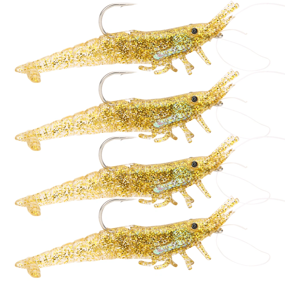 4Pcs 9cm Artificial Simulation Soft Shrimp Fishing Lure Bait with Hook for Freshwater Seawater