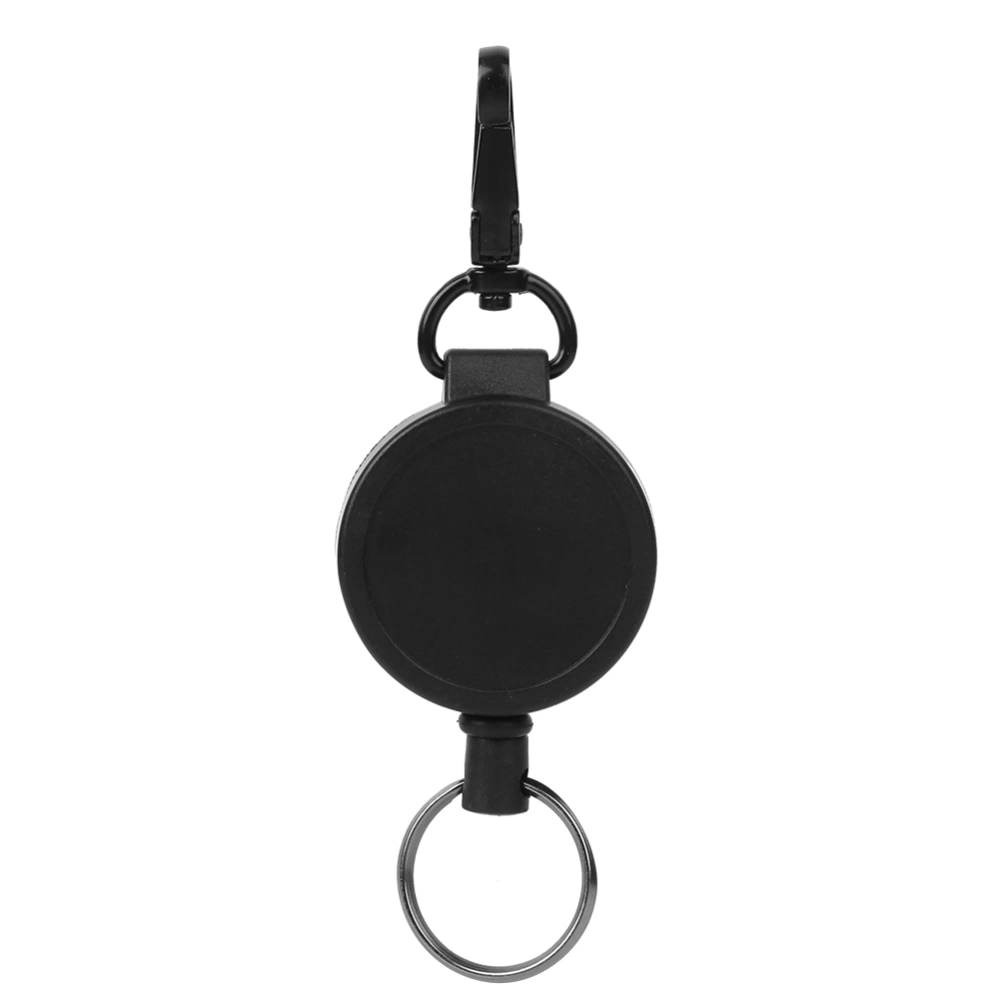 Portable Stretchable Anti Lost Anti Theft Rebound Keychain Key Ring Black(round )