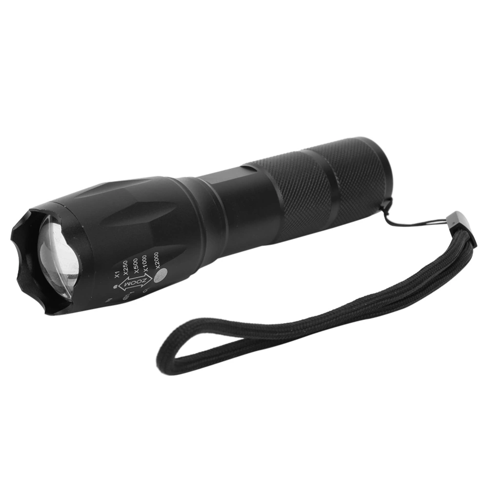 T6 Telescopic Dimming Aluminium Alloy Black LED Flashlight Strong Light Outdoor Torch