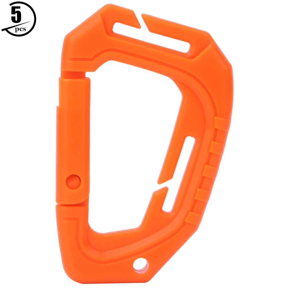 5PCS Lightweight Middle-sized Outdoor Climbing D shaped Carabiner Backpack Hook Buckle(Orange )