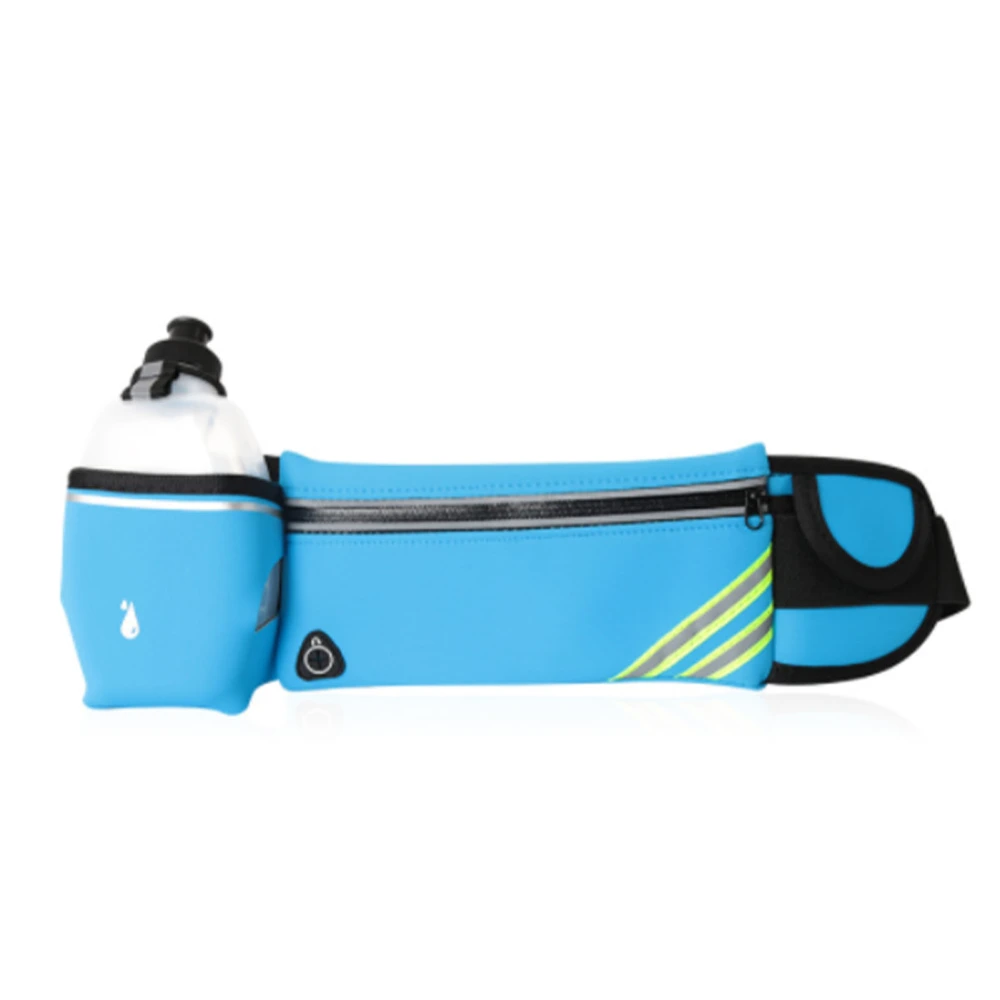 Running Belt Waterproof Adjustable Elastic Waist Strap Outdoor Sports Waist Bag with Water Bottle Sky Blue