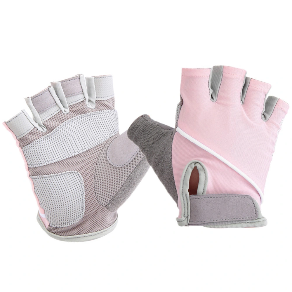 1 Pair Women Men Exercise Hand Palm Protectors Fitness Grips Weight Lifting Gloves Pink M