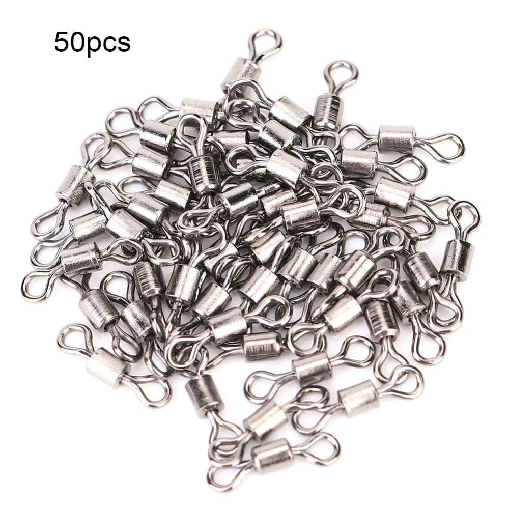 50pcs Stainless Steel Fishing Connector Pin Bearing Rolling Swivel Fish Accessories(#10)