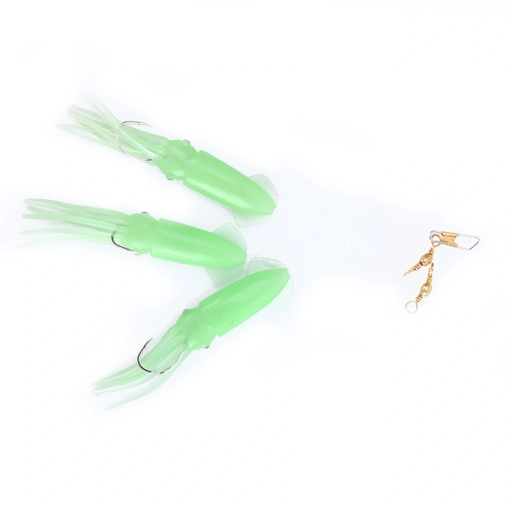 Pliable Fish Artificial Bionic Squid Lure Soft Baits Fishing Accessory (green luminous 10cm)