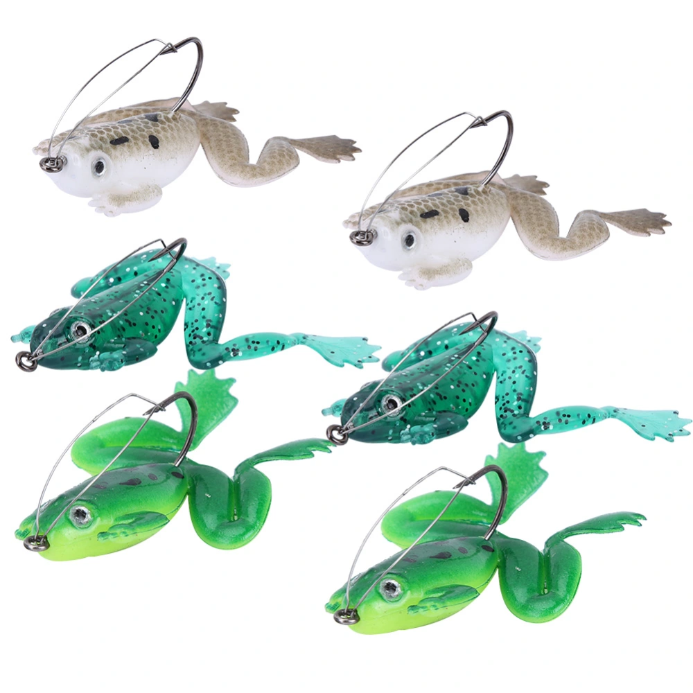 6 PCS/Set Outdoor Artificial Lifelike Frog Shape Soft Plastic Fishing Lure Bait(Random color)