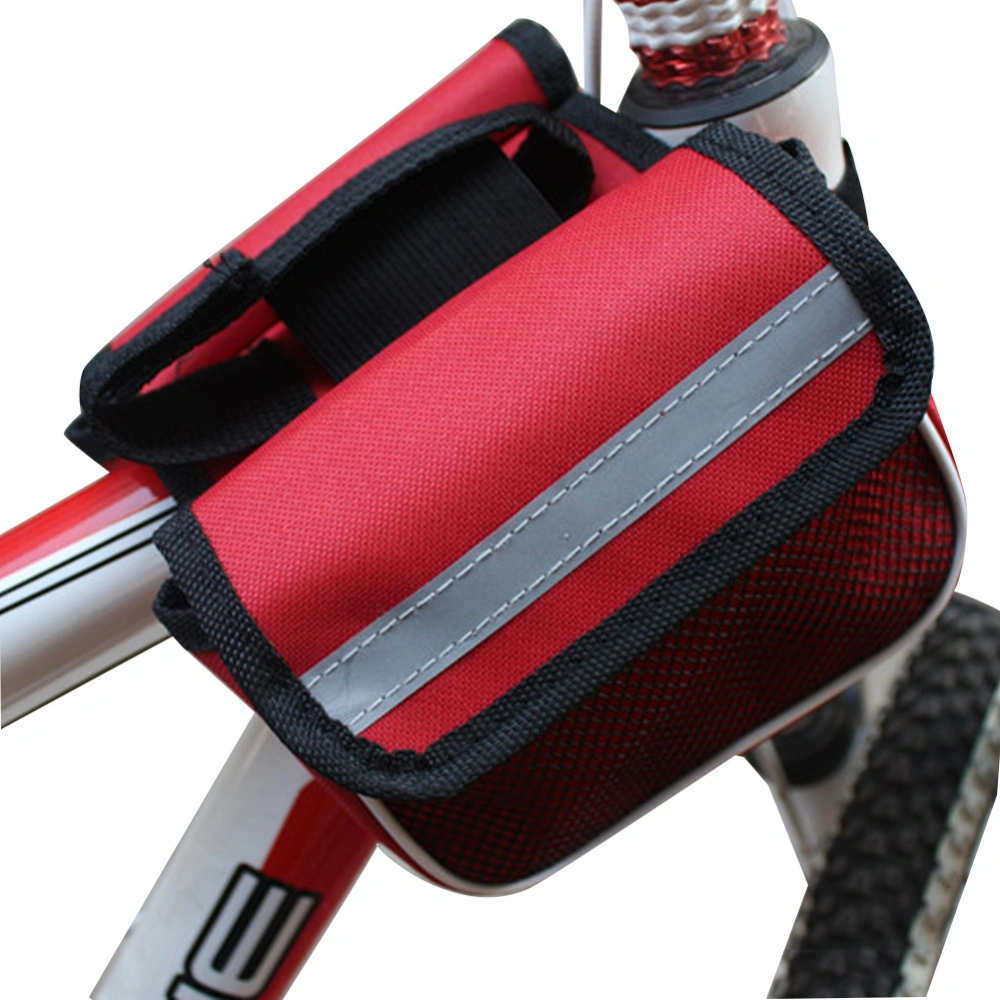 Cycling Bike Bicycle Top Frame Front Tube Storage Bag Double Pouches (Red)