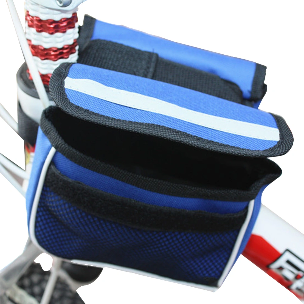 Cycling Bike Bicycle Top Frame Front Tube Storage Bag Double Pouches (Blue)