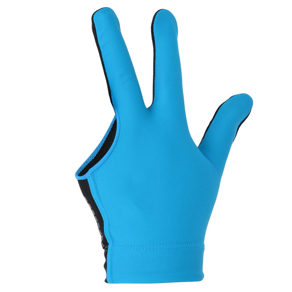 Unisex Snooker Billiard Cue Glove Pool Left Hand Open Three Finger Gloves(blue)