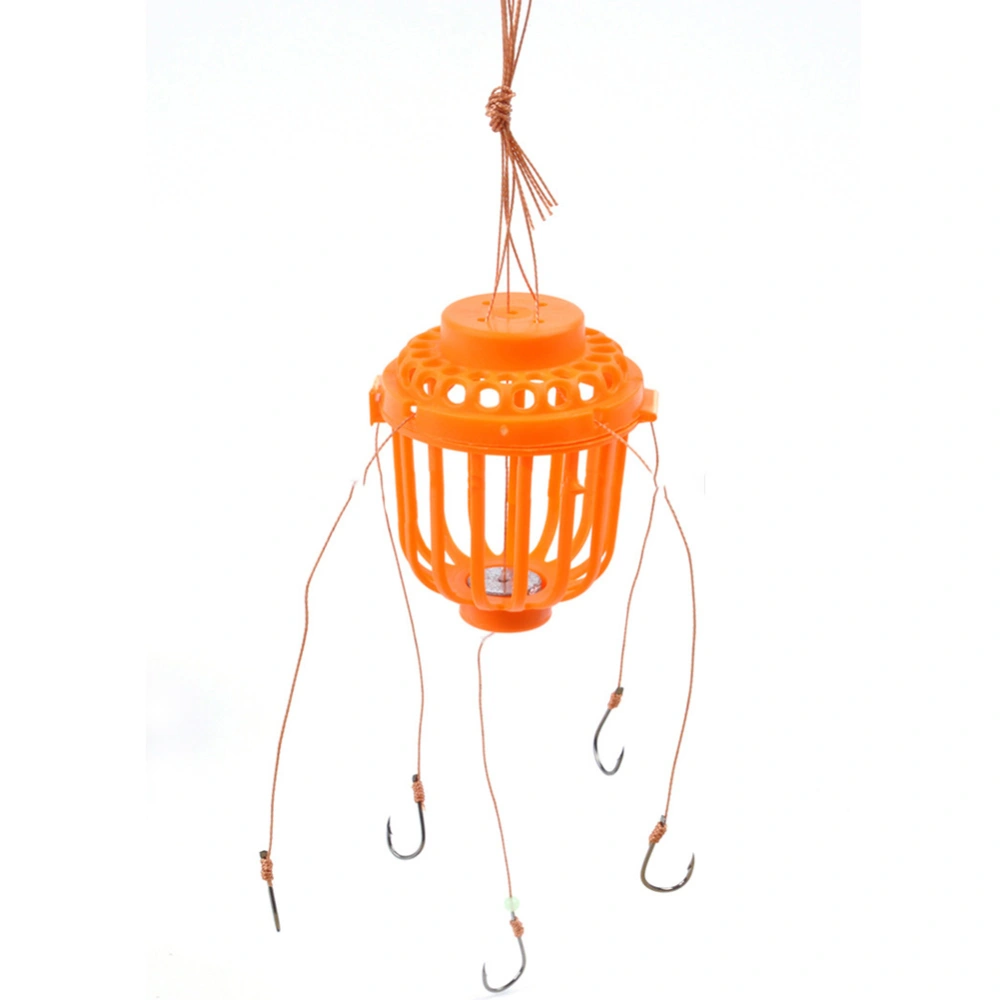 Quality Plastic Spherical Cage Explosion Bait Hook with Six Steel Fishhooks (11#)