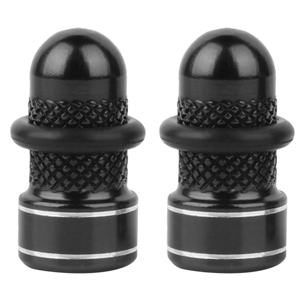 1Pair Aluminum Alloy Anodized Bike Tire Rim Wheel Air Valve Anti-dust Cover Caps (Black)