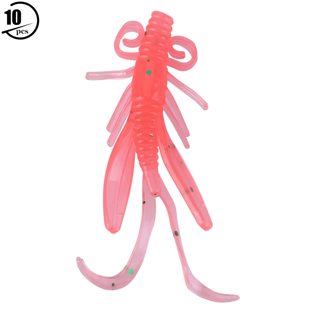 10Pcs 6.2cm Soft Plastic Fishing Lures Artificial Shrimp Baits Fish Tackle Accessory(pink)