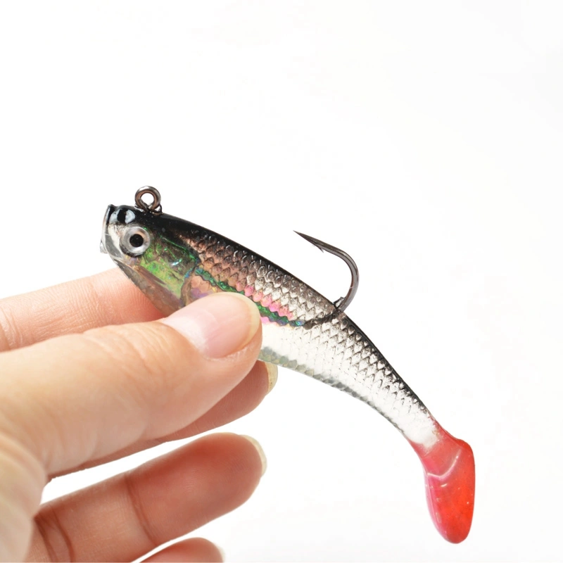 5Pcs 8CM Soft Fishing Lures T Tail Fishing Baits for Freshwater Saltwater