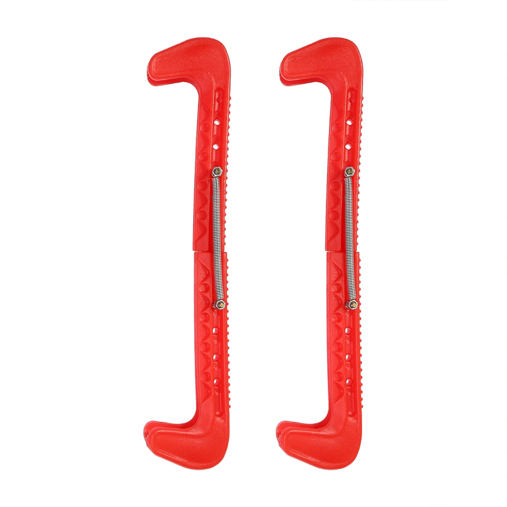 1 Pair Plastic Ice Hockey Skate Blade Covers With Spring (red)