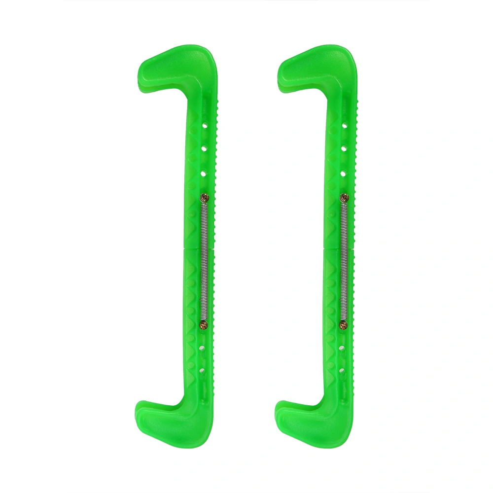 1 Pair Plastic Adjustable Ice Skate Blade Guards Covers (green)