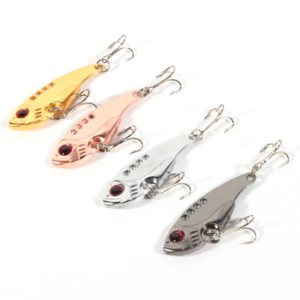 4pcs 11g 55mm Metal VIB Fishing Lures Crank Baits Red Eyes Fishlike Hook Tackle