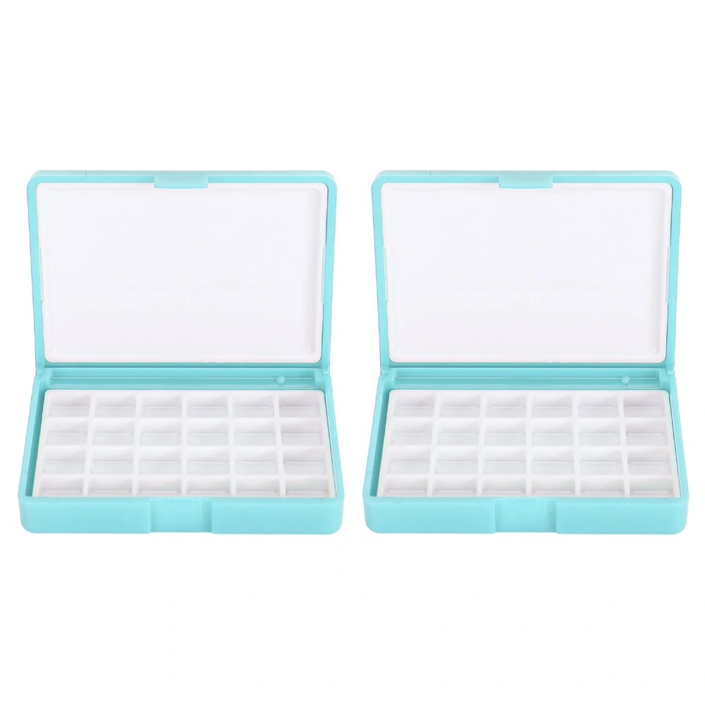 2pcs Empty Watercolor Box Paint Storage Palettes Box Portable Plastic Painting Pigment Box For Acrylics Lipsticks Blue 24 Grids