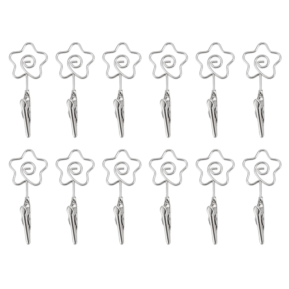 12pcs 2.8in Double Headed Memo Clip Metal Card Holder Wire Photo Clamp for Hanging Photo Display Flower Shape