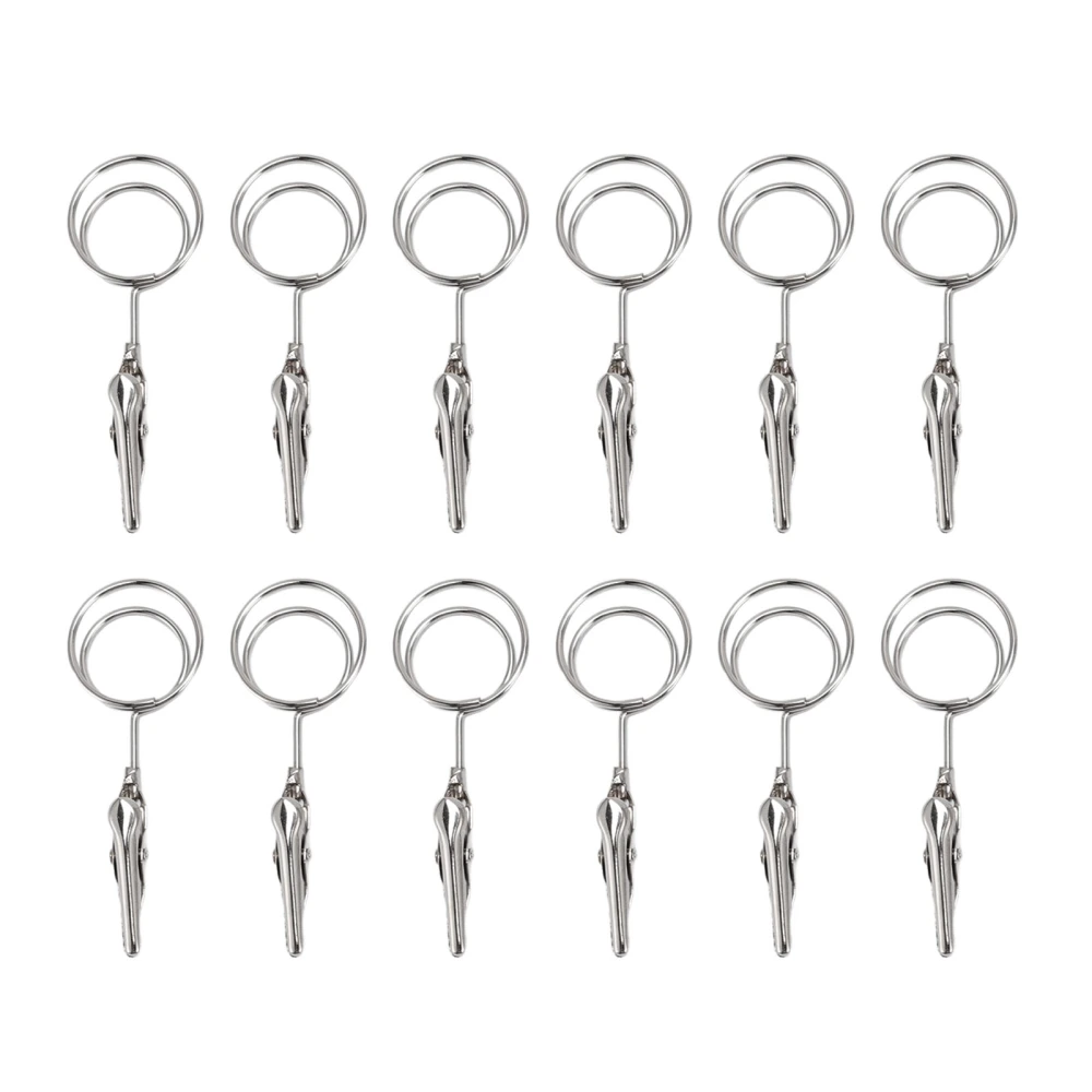 12pcs 2.8in Double Headed Memo Clip Metal Card Holder Wire Photo Clamp for Hanging Photo Display Round