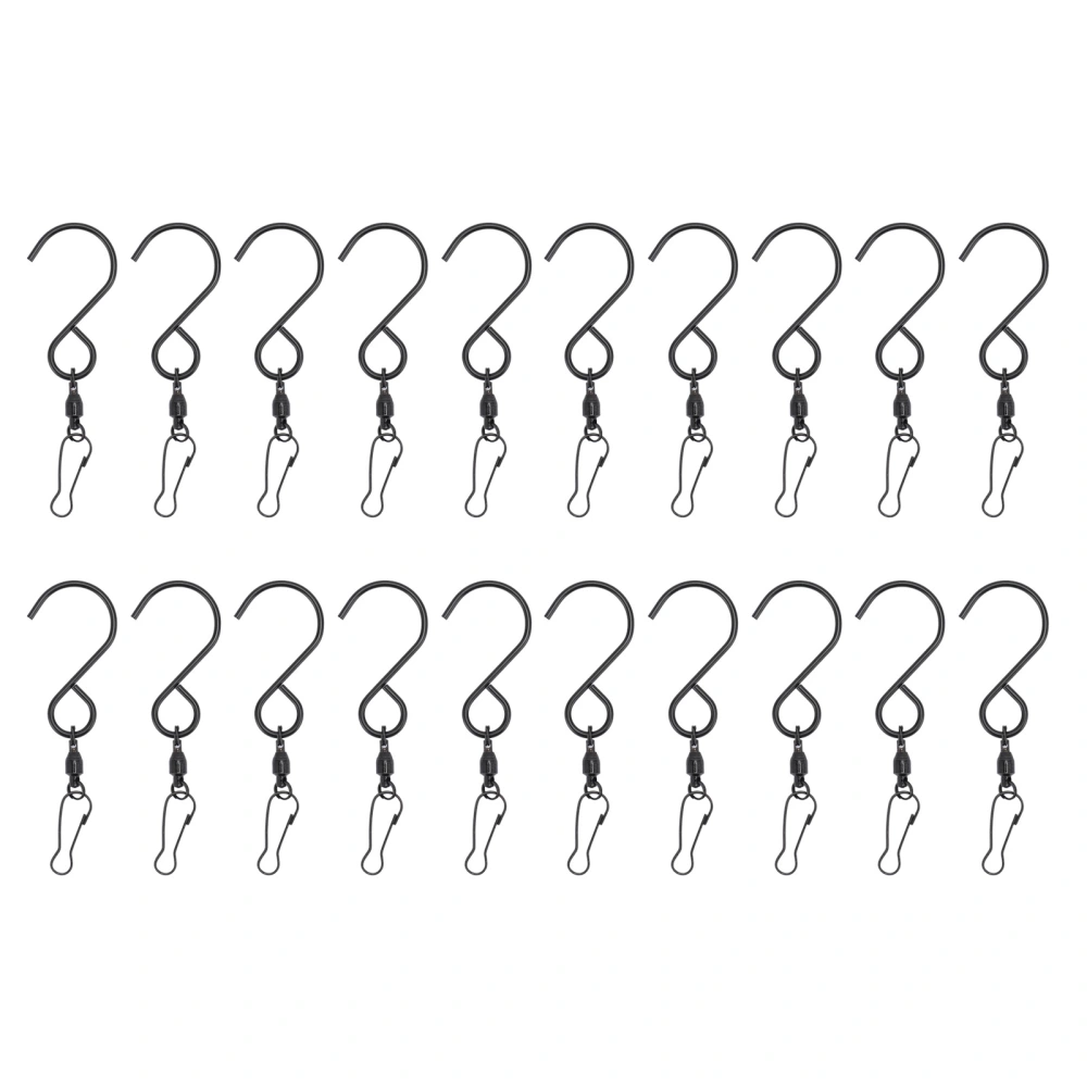 20pcs Wind Spinner S Hook Clips 360 Degree Rotation 304 Stainless Steel Dual Clip Wind Spinners Hangers for Plants Black