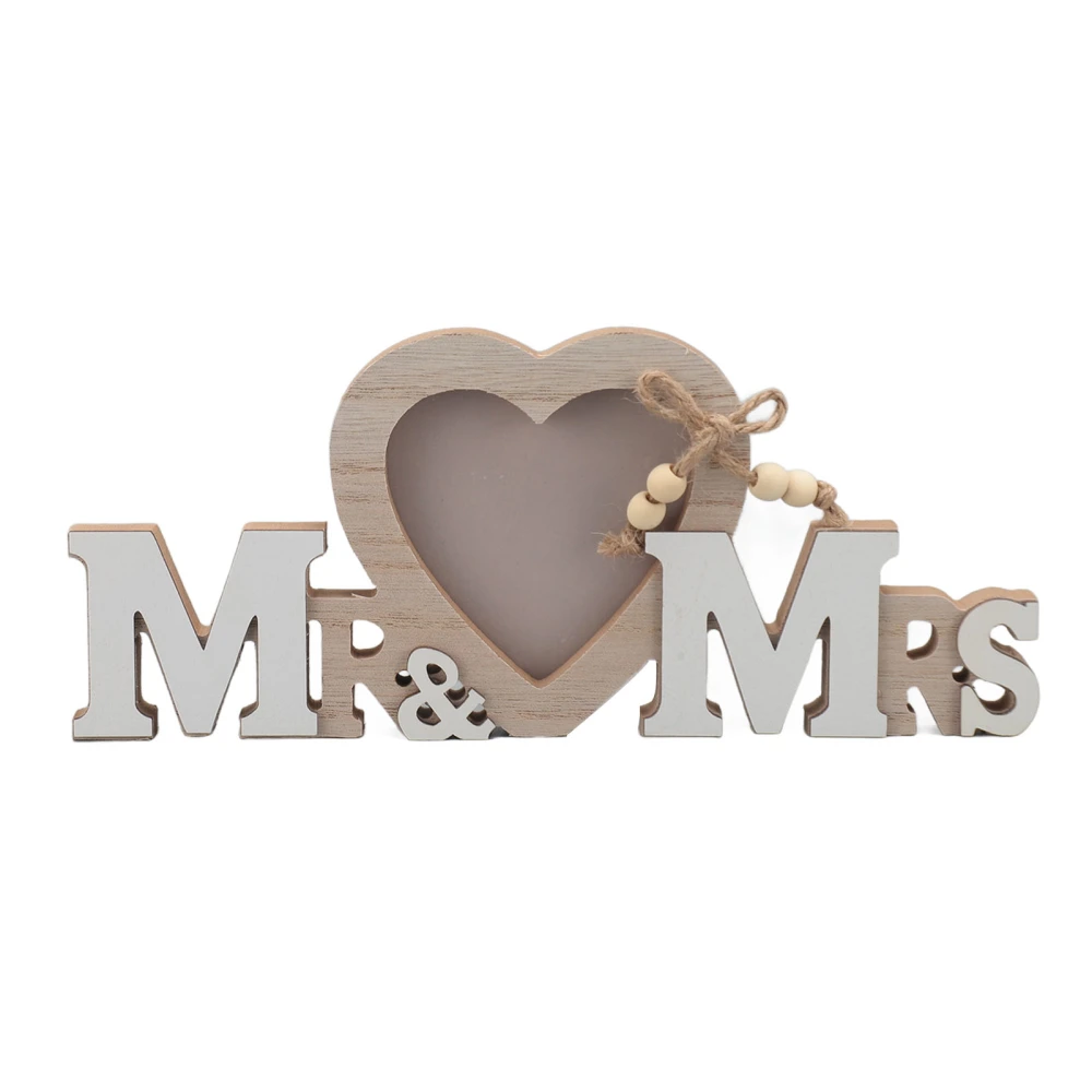 Mr Mrs Wood Heart Picture Frame Wedding Photo Frame Decoration Couples Display Photo Frame for Desktop