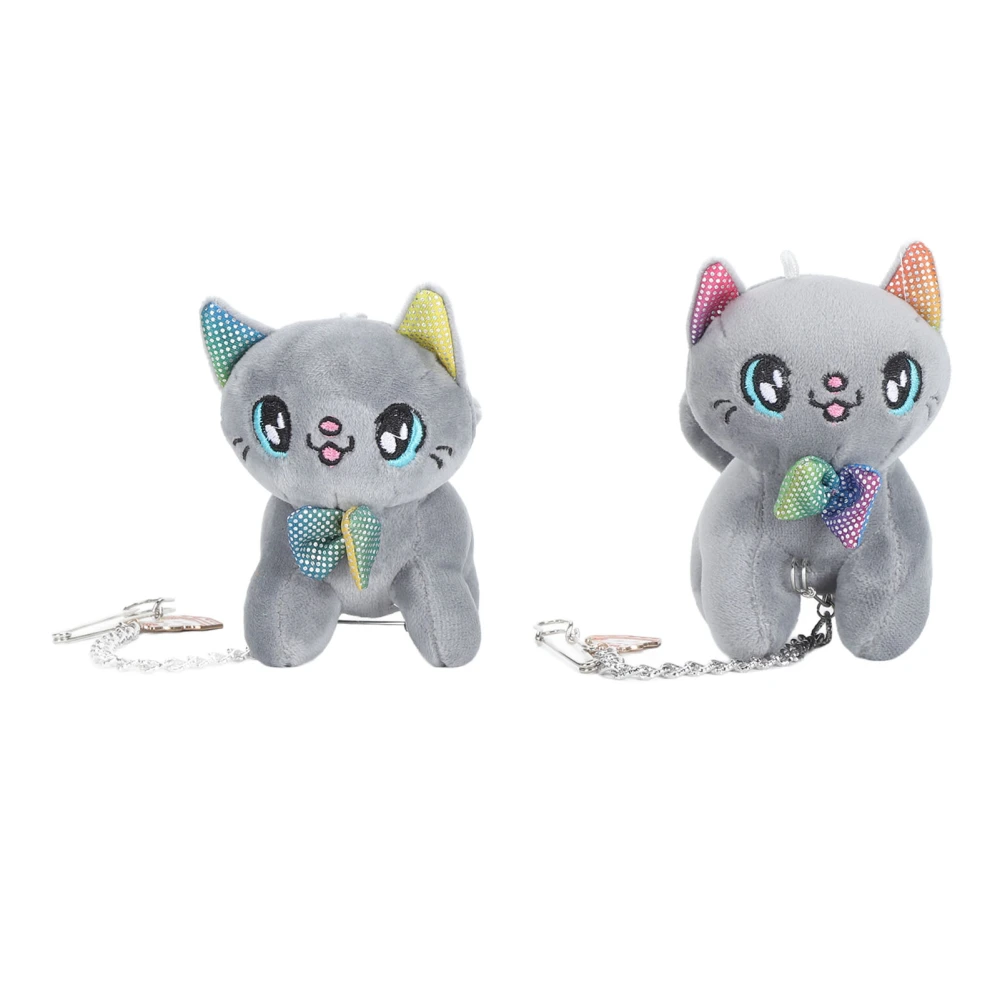 2pcs Stuffed Animals Keychain Cute Plush Animal Keyring Pendant Soft Stuffed Bag Pendant for Handbag Backpack Cat