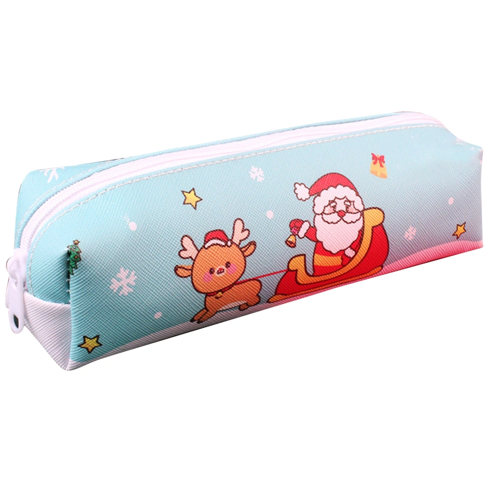 Father Christmas Pencil Case Large Capacity Cute Christmas Pencil Bag Multipurpose Abrasion Resistant Polyester Pen Pouch for Kids