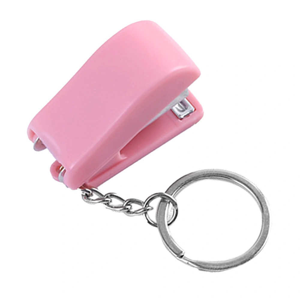 Mini Keychain Staplers Creativity Cute Lightweight Mini Stapler with Keychain for Student Writers Sakura Roseate