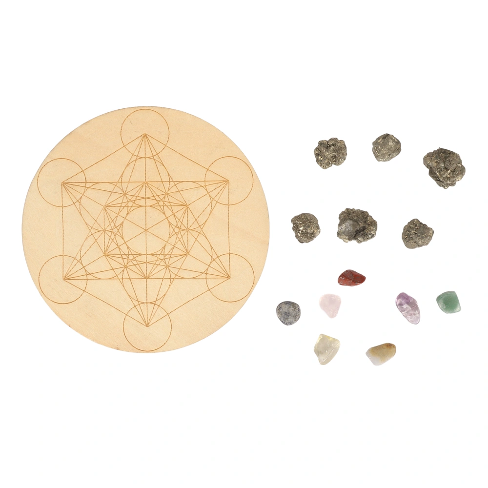 Healing Crystal Grid Board Set Colorful Crystal Grid Divination Boards with Chakras Crystal Stone for Meditation Sleep A07