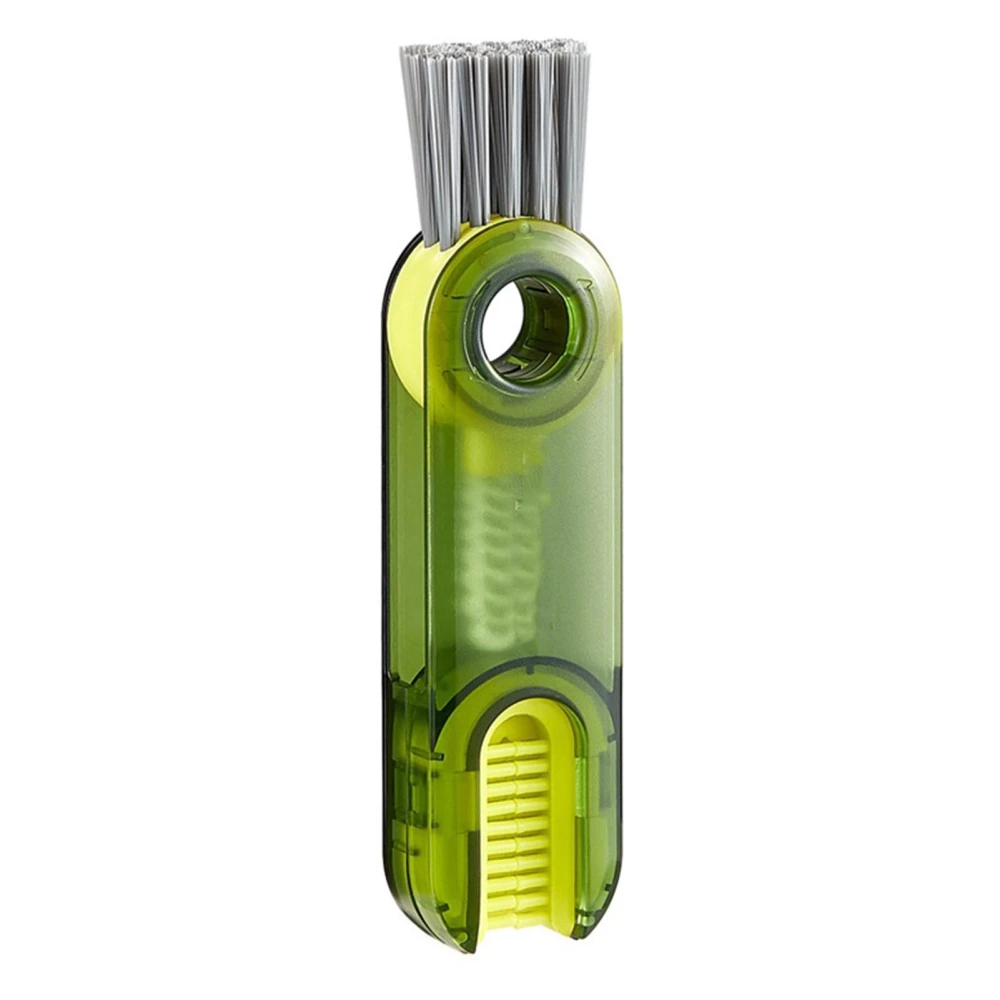 Tiny Cup Lid Brush 3 in 1 Multifunctional Bottle Cleaning Brush with Hook Hole for Teacup Vacuum Cup Transparent Green