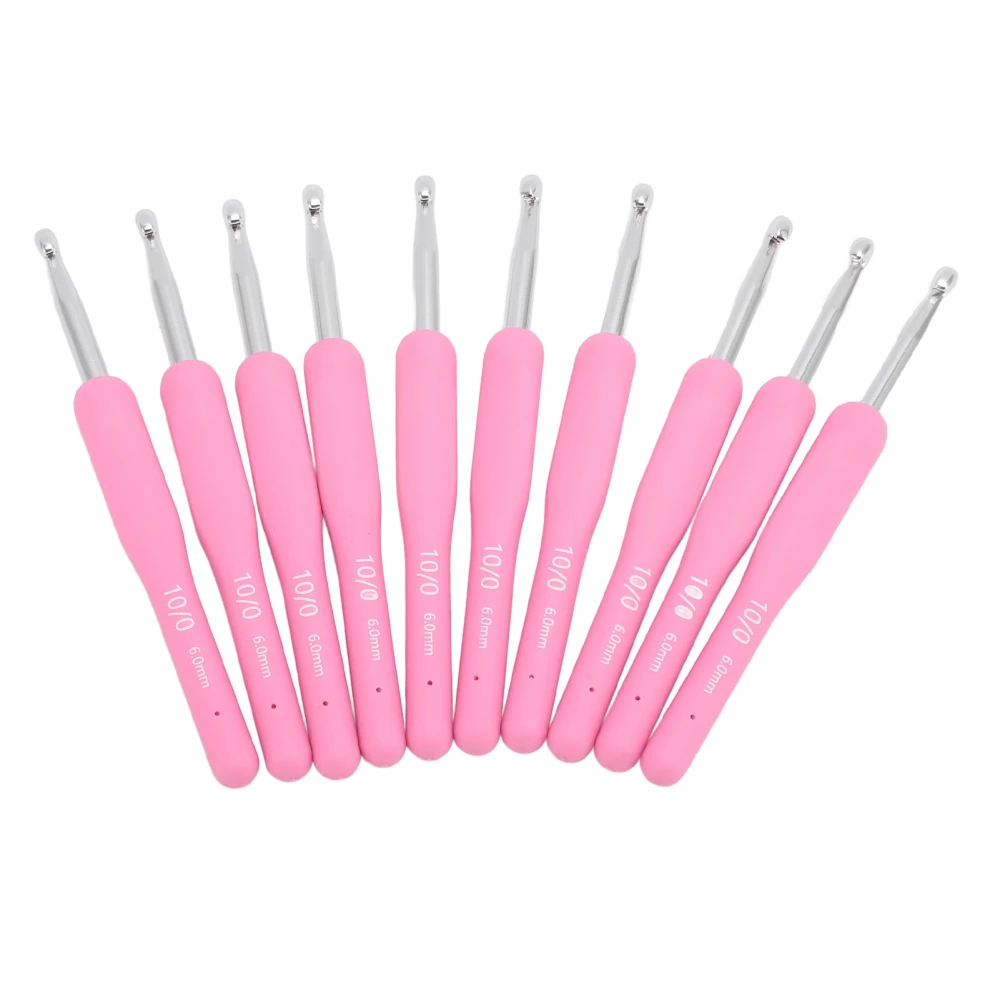 10pcs Crochet Hooks Kit Ergonomic Silicone Handles Crochet Hooks 6MM Portable Crochet Needles for Knitting Sweaters Hats