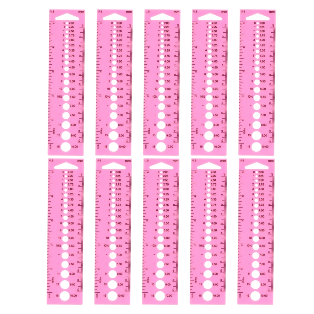 10Pcs Knitting Needle Gauge Plastic Clear Scales Multipurpose Portable Sewing Ruler CM Ruler