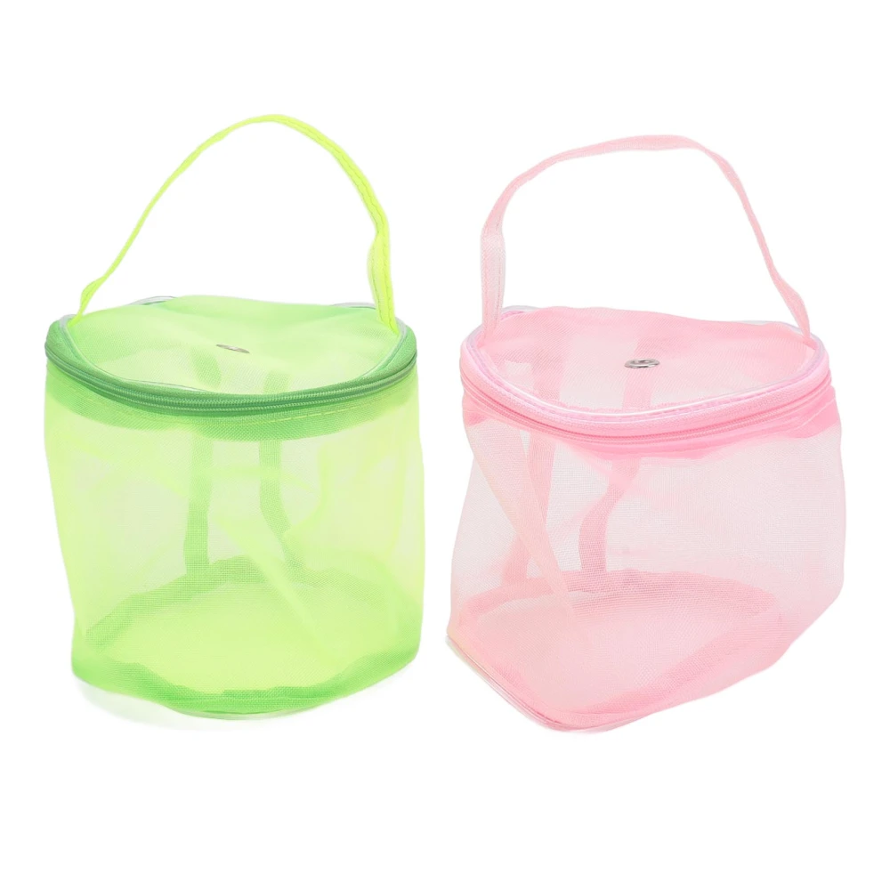 2Pcs Empty Yarn Storage Bag Foldable Round Mesh Yarn Balls Organizer Knitting Bag for Crochet Hooks Sewing Accessories