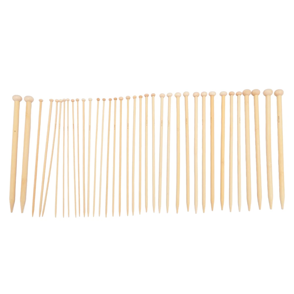 36pcs Bamboo Knitting Needles Set Single Point Carbonized Light Weight Straight Knitting Needle for Beginners Scarves Hats