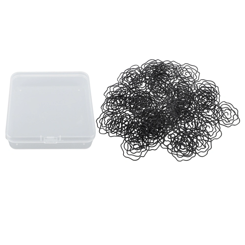 50pcs Paper Clips Cute Rose Shaped Decorative Metal Paperclips with Storage Box for School Office Black