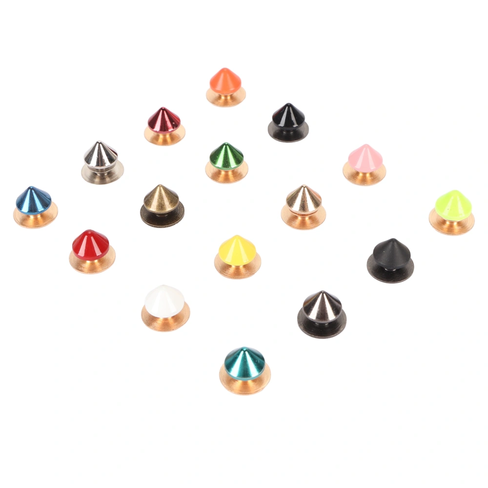 16Pcs Cone Spikes Studs Zinc Alloy High Hardness Colorful Cone Rivets for DIY Leather Crafts Party Dress Decoration Shoes Rivetion