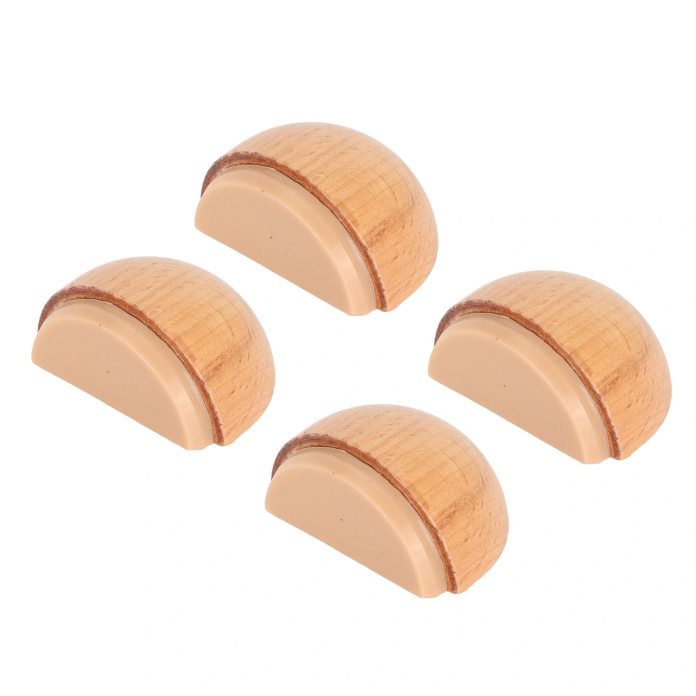 4pcs Wood Door Stopper Multipurpose Silent Prevents Collision Drilling Free Shock Absorbent Door Bumper Stop for Bedroom Bathroom