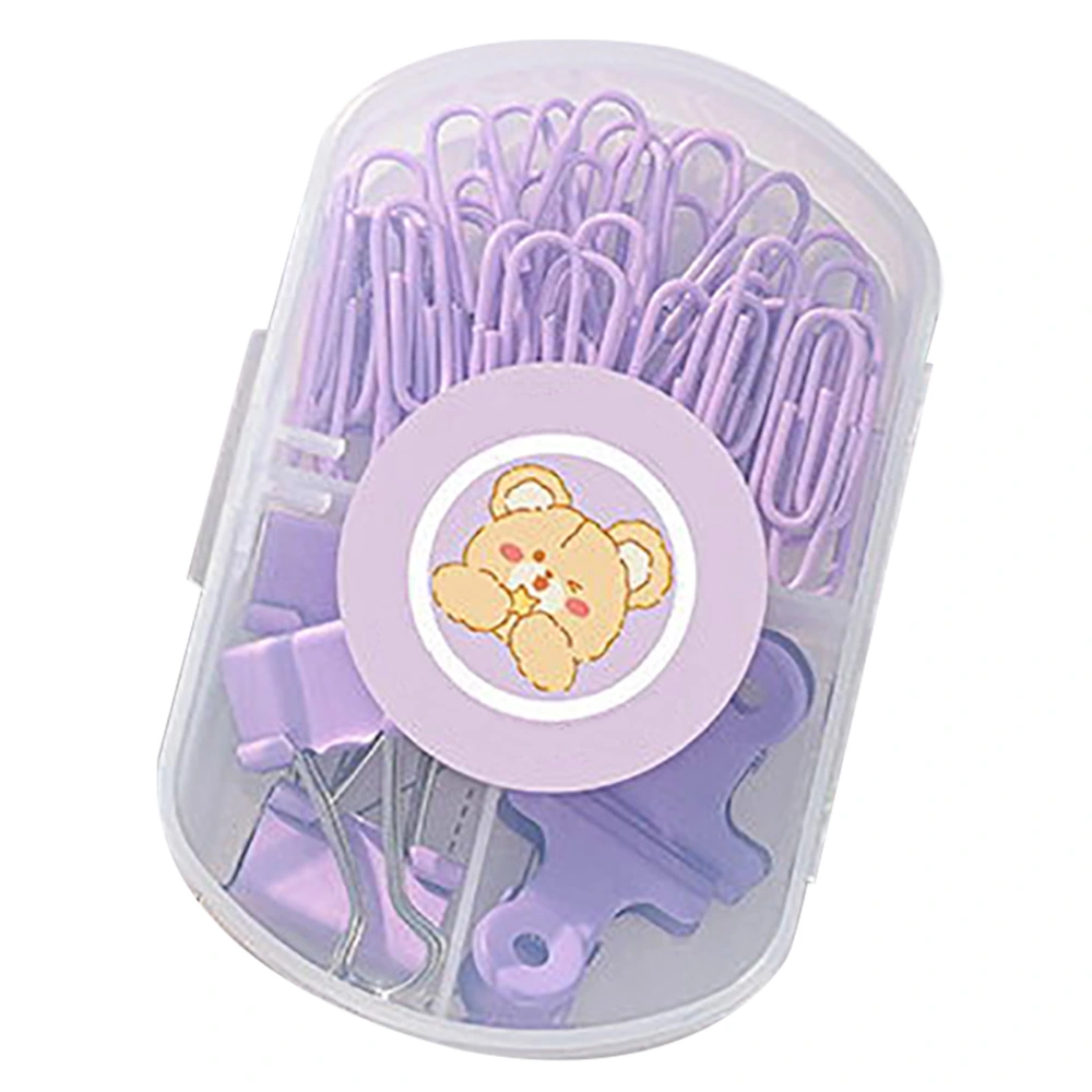 Paper Clips Set Sturdy Box Packed Light Cute Portable Multi Purpose Office Clips Set for Family School Business Purple